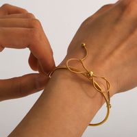 Simple Style Classic Style Bow Knot 304 Stainless Steel 18K Gold Plated Bangle In Bulk main image 1
