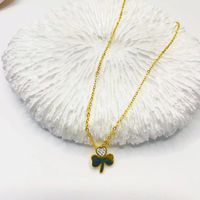 201 Stainless Steel Gold Plated Basic Modern Style Classic Style Inlay Butterfly Rhinestones Pendant Necklace main image 1