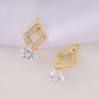 1 Piece 13*28mm Copper Zircon 18K Gold Plated Round Heart Shape Rhombus Polished Pendant main image 3