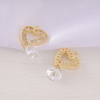 1 Piece 13*28mm Copper Zircon 18K Gold Plated Round Heart Shape Rhombus Polished Pendant main image 4