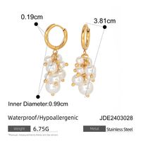 1 Pair Sweet Solid Color Patchwork Plating 304 Stainless Steel Imitation Pearl Pearl 18K Gold Plated Drop Earrings sku image 1