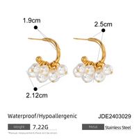 1 Paire Sucré Couleur Unie Patchwork Placage Acier Inoxydable 304 Perle D'Imitation Perle Plaqué Or 18K Boucles D'oreilles sku image 2