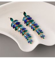 1 Pair Basic Modern Style Leaf Inlay Zinc Alloy Rhinestones Glass Drop Earrings sku image 3