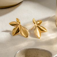 1 Pair Simple Style Classic Style Solid Color Plating 304 Stainless Steel 18K Gold Plated Earrings main image 3