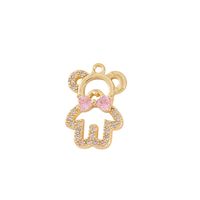 1 Piece 11 * 17mm Copper Zircon 18K Gold Plated Bear Polished Pendant main image 7