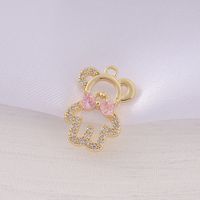 1 Piece 11 * 17mm Copper Zircon 18K Gold Plated Bear Polished Pendant main image 5
