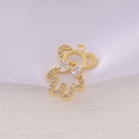 1 Piece 11 * 17mm Copper Zircon 18K Gold Plated Bear Polished Pendant main image 6