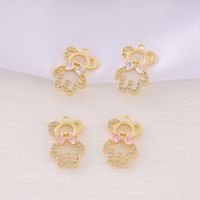 1 Piece 11 * 17mm Copper Zircon 18K Gold Plated Bear Polished Pendant main image 1