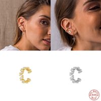 1 Piece Vintage Style Simple Style Roman Style C Shape Geometric Inlay Sterling Silver Zircon White Gold Plated Gold Plated Ear Cuffs main image 1