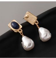1 Pair Casual Vintage Style Geometric Inlay Artificial Pearl Zinc Alloy Glass Ear Studs main image 3