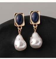 1 Pair Casual Vintage Style Geometric Inlay Artificial Pearl Zinc Alloy Glass Ear Studs sku image 1