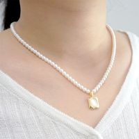 Basic Simple Style Classic Style Geometric Imitation Pearl Copper Inlay Shell Gold Plated Women's Pendant Necklace main image 3