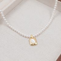 Basic Simple Style Classic Style Geometric Imitation Pearl Copper Inlay Shell Gold Plated Women's Pendant Necklace main image 1