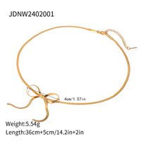 304 Stainless Steel 18K Gold Plated Simple Style Classic Style Plating Bow Knot Pendant Necklace sku image 2