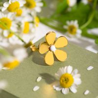 304 Stainless Steel 18K Gold Plated IG Style Simple Style Classic Style Plating Little Daisy Rings main image 2