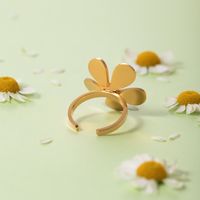 304 Stainless Steel 18K Gold Plated IG Style Simple Style Classic Style Plating Little Daisy Rings main image 5