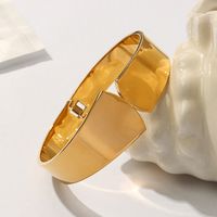 304 Stainless Steel 18K Gold Plated Basic Modern Style Classic Style Plating Solid Color Bangle main image 4
