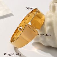 304 Stainless Steel 18K Gold Plated Basic Modern Style Classic Style Plating Solid Color Bangle main image 2