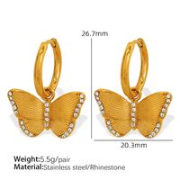 Titanium Steel 18K Gold Plated Elegant Classic Style Plating Inlay Butterfly Rhinestones Earrings Necklace sku image 1