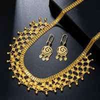 Copper 18K Gold Plated Elegant Lady Argyle Earrings Necklace Jewelry Set main image 3