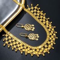 Copper 18K Gold Plated Elegant Lady Argyle Earrings Necklace Jewelry Set main image 1