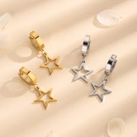 1 Pair Simple Style Star Titanium Steel 18K Gold Plated Drop Earrings main image 1
