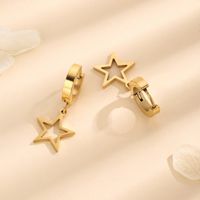 1 Pair Simple Style Star Titanium Steel 18K Gold Plated Drop Earrings main image 3