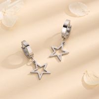 1 Pair Simple Style Star Titanium Steel 18K Gold Plated Drop Earrings main image 6