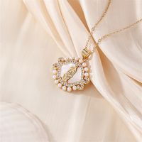 Wholesale Casual Elegant Classic Style Geometric Virgin Mary 304 Stainless Steel Copper Inlay K Gold Plated Artificial Pearls Gold White Diamond Pendant Necklace main image 7