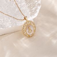 Wholesale Casual Elegant Classic Style Geometric Virgin Mary 304 Stainless Steel Copper Inlay K Gold Plated Artificial Pearls Gold White Diamond Pendant Necklace main image 5