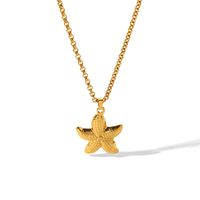 304 Stainless Steel 18K Gold Plated Hawaiian Vacation Classic Style Plating Starfish Earrings Necklace main image 7