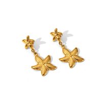 304 Stainless Steel 18K Gold Plated Hawaiian Vacation Classic Style Plating Starfish Earrings Necklace main image 6