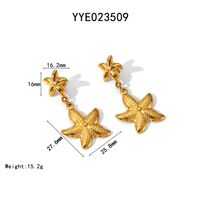 304 Stainless Steel 18K Gold Plated Hawaiian Vacation Classic Style Plating Starfish Earrings Necklace main image 2