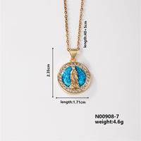 Wholesale Casual Elegant Classic Style Geometric Virgin Mary 304 Stainless Steel Copper Inlay K Gold Plated Artificial Pearls Gold White Diamond Pendant Necklace sku image 8