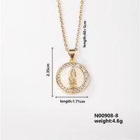 Wholesale Casual Elegant Classic Style Geometric Virgin Mary 304 Stainless Steel Copper Inlay K Gold Plated Artificial Pearls Gold White Diamond Pendant Necklace sku image 9