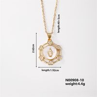 Wholesale Casual Elegant Classic Style Geometric Virgin Mary 304 Stainless Steel Copper Inlay K Gold Plated Artificial Pearls Gold White Diamond Pendant Necklace sku image 10