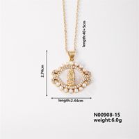Wholesale Casual Elegant Classic Style Geometric Virgin Mary 304 Stainless Steel Copper Inlay K Gold Plated Artificial Pearls Gold White Diamond Pendant Necklace sku image 1