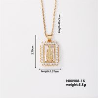 Wholesale Casual Elegant Classic Style Geometric Virgin Mary 304 Stainless Steel Copper Inlay K Gold Plated Artificial Pearls Gold White Diamond Pendant Necklace sku image 2
