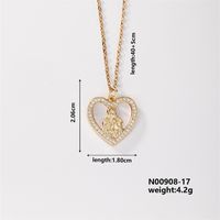 Wholesale Casual Elegant Classic Style Geometric Virgin Mary 304 Stainless Steel Copper Inlay K Gold Plated Artificial Pearls Gold White Diamond Pendant Necklace sku image 3