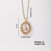 Wholesale Casual Elegant Classic Style Geometric Virgin Mary 304 Stainless Steel Copper Inlay K Gold Plated Artificial Pearls Gold White Diamond Pendant Necklace sku image 4
