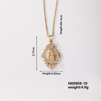 Wholesale Casual Elegant Classic Style Geometric Virgin Mary 304 Stainless Steel Copper Inlay K Gold Plated Artificial Pearls Gold White Diamond Pendant Necklace sku image 5