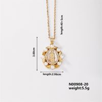 Wholesale Casual Elegant Classic Style Geometric Virgin Mary 304 Stainless Steel Copper Inlay K Gold Plated Artificial Pearls Gold White Diamond Pendant Necklace sku image 6
