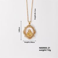 Wholesale Casual Elegant Classic Style Geometric Virgin Mary 304 Stainless Steel Copper Inlay K Gold Plated Artificial Pearls Gold White Diamond Pendant Necklace sku image 7