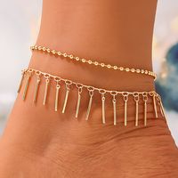 Beach Simple Style Solid Color Alloy Tassel Women's Anklet main image 1