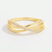 Sterling Silber Weißgold Plattiert Einfacher Stil Glänzend Überzug Inlay Kreuzen Zirkon Ringe main image 5
