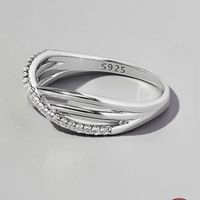 Sterling Silver White Gold Plated Simple Style Shiny Plating Inlay Cross Zircon Rings main image 4