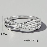 Sterling Silver White Gold Plated Simple Style Shiny Plating Inlay Cross Zircon Rings sku image 4