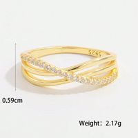 Sterling Silver White Gold Plated Simple Style Shiny Plating Inlay Cross Zircon Rings sku image 1