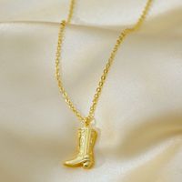 Wholesale IG Style Baroque Style Modern Style Boots Copper Imitation Gold Plated Pendant Necklace main image 4