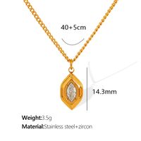 304 Stainless Steel Titanium Steel 18K Gold Plated Casual Retro Hollow Out Inlay Heart Shape Tulip Zircon Pendant Necklace sku image 2